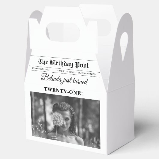 Birthday Newspapier Spaß Schwarz & Weiß Foto Geschenkschachtel (Geöffnet)