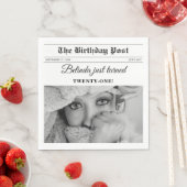 Birthday Newspapier Spaß Schwarz & Weiß Foto Serviette (Beispiel)