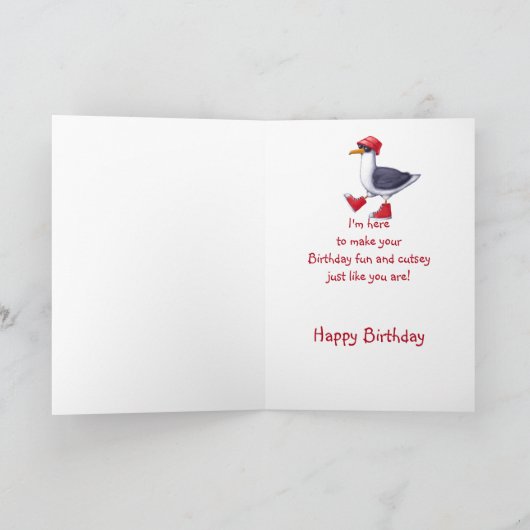 Birthday Niece Fun Niedlich Seagull Bird Card Karte (Innenseite)