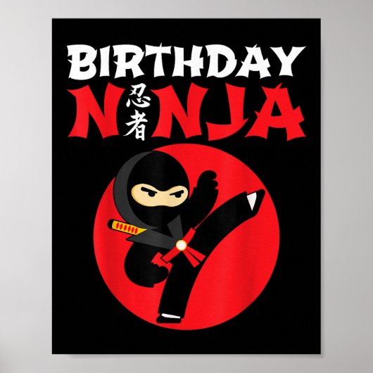 Birthday Ninja - Kids Ninja Birthday Party - Birth Poster (Vorne)