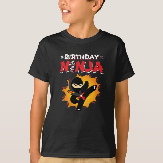 Birthday Ninja Theme Party - Birthday Ninja Design T-Shirt (Vorderseite)