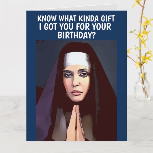 BIRTHDAY NUN NUNS FUNNY GREETING CARD KARTE (Gelbe Blume)
