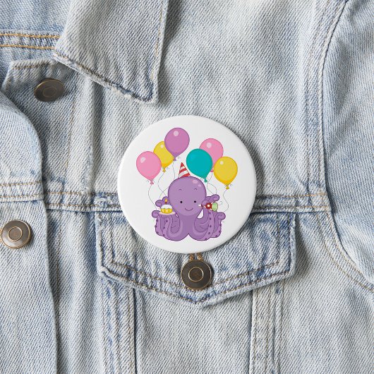 Birthday Octopus Button