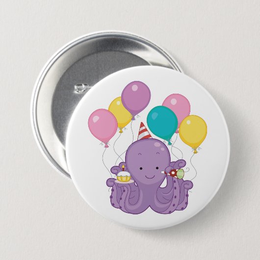Birthday Octopus Button (Vorne & Hinten)