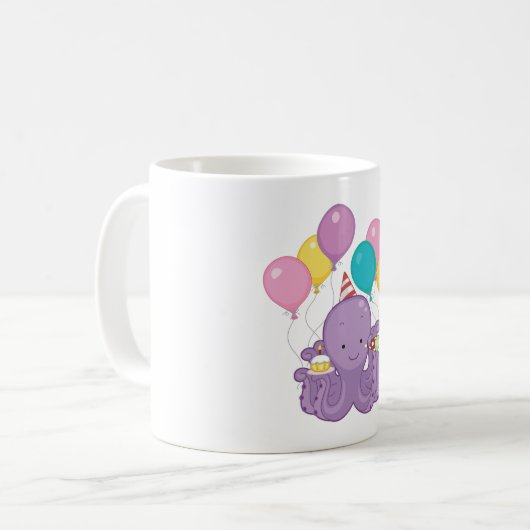Birthday Octopus Kaffeetasse (Vorderseite Links)