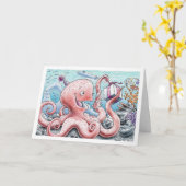 Birthday Octopus Karte (Gelbe Blume)