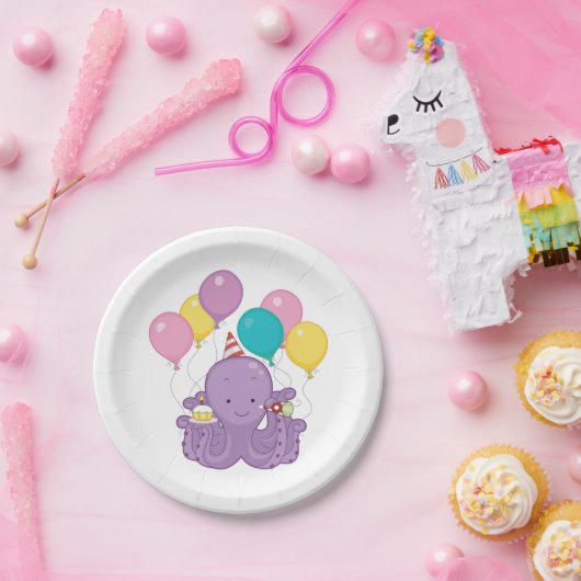 Birthday Octopus Pappteller (Party)