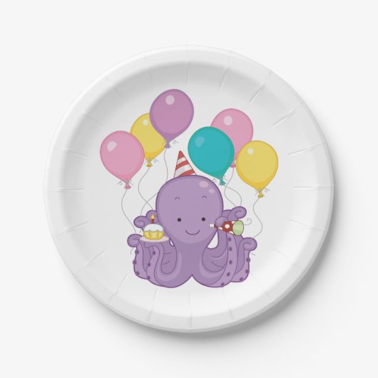 Birthday Octopus Pappteller (Vorderseite)