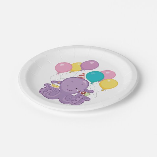 Birthday Octopus Pappteller (Schrägansicht)