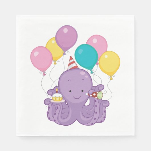 Birthday Octopus Serviette (Vorderseite)