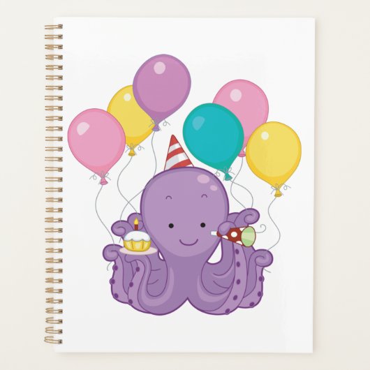Birthday Octopus Spiralplaner Planer (Vorderseite)