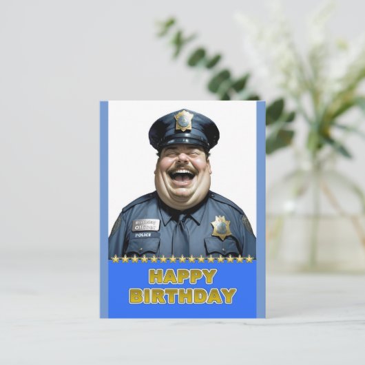 Birthday Officer Postkarte (Stehend Vorderseite)