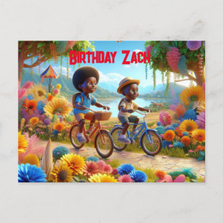 Birthday on a Bike Einladungspostkarte