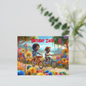 Birthday on a Bike Einladungspostkarte (Stehend Vorderseite)
