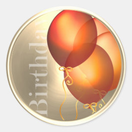 Birthday Orange Balloons Gold Umschlag Aufkleber