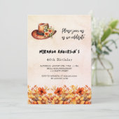 Birthday Orange Blume boho cowgirl Hut Einladung (Stehend Vorderseite)