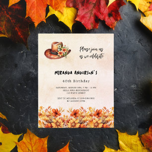 Birthday Orange Blume Cowgirl-Budget-Einladung