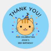 Birthday Orange Cat Vielen Dank Runder Aufkleber (Vorderseite)