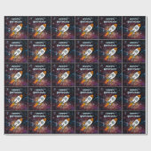 Birthday Orange Rakete individuelle Name und Alter Geschenkpapier (Flach)