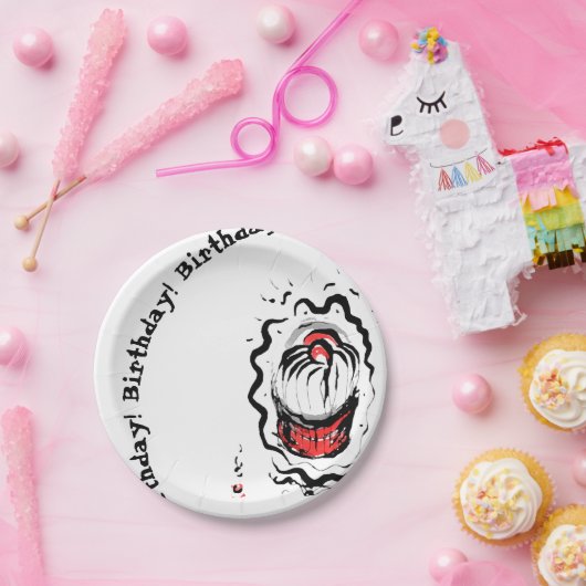 Birthday Oriental Cupcake Pappteller (Party)