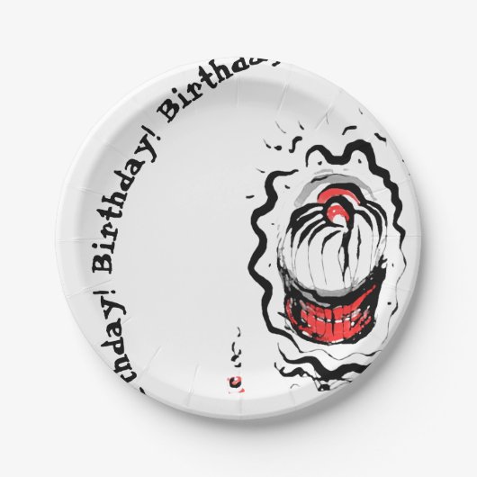 Birthday Oriental Cupcake Pappteller (Vorderseite)