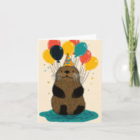 Birthday Otter mit Balloons Geburtstagskarte