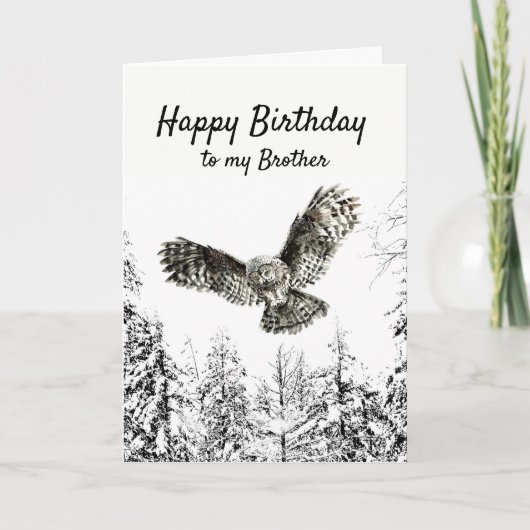 Birthday Owl Bird Watercolor Brother Karte (Vorderseite)
