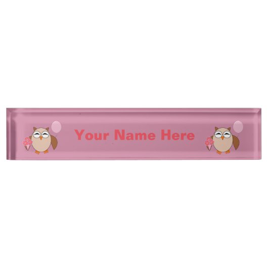 Birthday Owl Custom Names Namensplakette (Vorderseite)