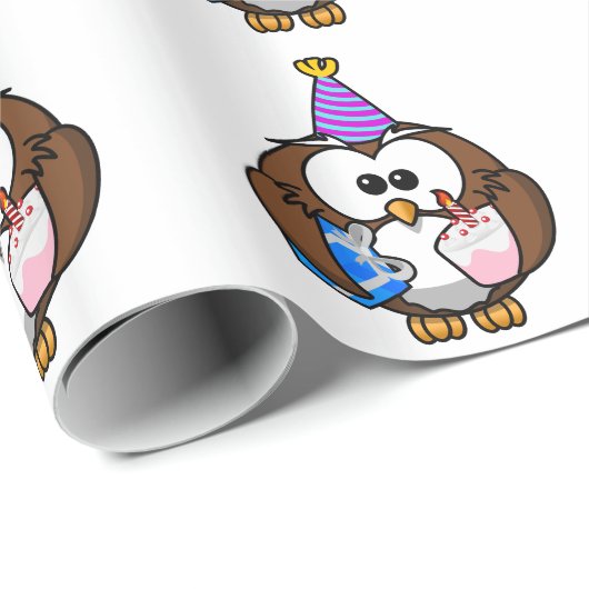 Birthday Owl Geschenkpapier (Rolleneckpunkt)