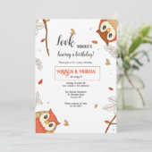 Birthday Owls Einladung (Stehend Vorderseite)