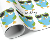 Birthday Owls mit Sonnenbrille Geschenkpapier (Rolleneckpunkt)