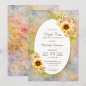 Birthday Painted Gold Floral Party Einladung (Vorne/Hinten)