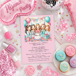 Birthday Pajama Party Girls Slumber Einladung