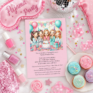 Birthday Pajama Party Girls Slumber Einladung