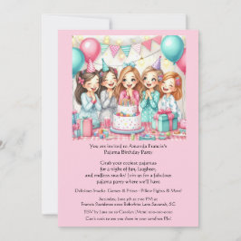 Birthday Pajama Party Girls Slumber Einladung