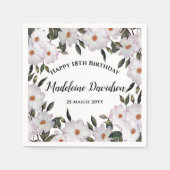 Birthday Pale Pink White Roses Kleider Design Serviette (Vorderseite)