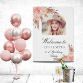 Birthday Pampas Gras Blush Rose Gold Bogen Foto Poster