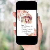 Birthday Pampas Gras Blush Rose Gold Bogen Foto Poster