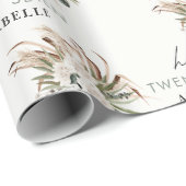 Birthday Pampas Gras Eukalyptus Modernes Wein Geschenkpapier (Rolleneckpunkt)