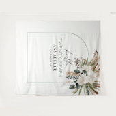 Birthday Pampas Gras Eukalyptus Modernes Wein Wandteppich (Vorderseite (Horizontal))