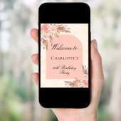 Birthday Pampas Gras Rose Goldene Rose willkommen Poster