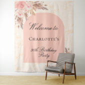 Birthday Pampas Gras Rose Goldene Rose willkommen Wandteppich (Beispiel)