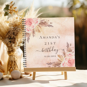 Birthday pampas grass rose gold guest book notizblock