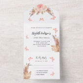 Birthday Pampas Rose Goldschmetterling Blumengeste All In One Einladung (Innen Boden)