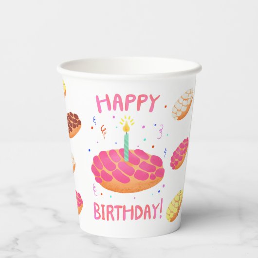 Birthday Pan Dulce Concha Pappbecher (Rückseite)