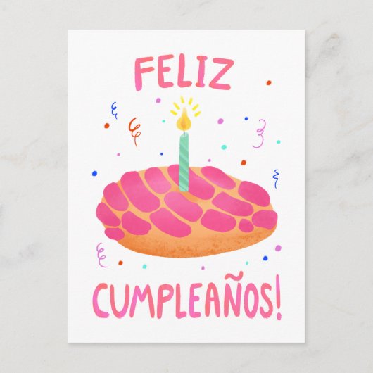 Birthday Pan Dulce Concha, Spanisch Postkarte (Vorderseite)