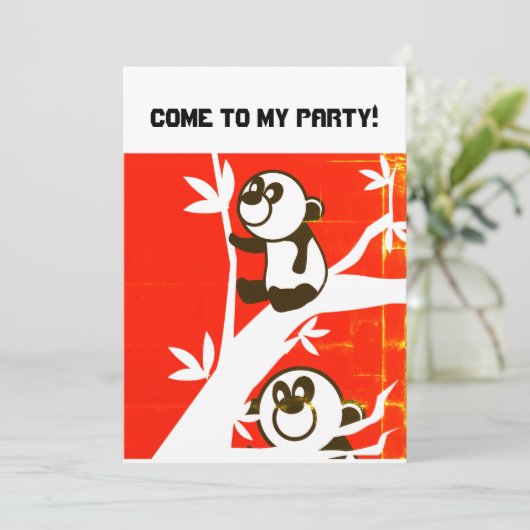 Birthday Pandas Save The Date (Stehend Vorderseite)