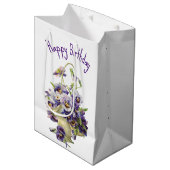 Birthday Pansy Basket Mittlere Geschenktüte (Vorderseite Schrägansicht)