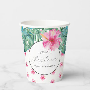 Birthday Paper Cups Sechzehnte Tropical Luau Pappbecher