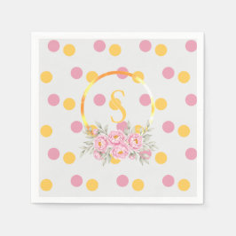 Birthday Paper Napkins Pink Watercolor Polka Dot Serviette